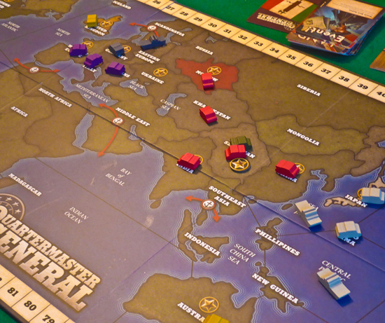 Quartermaster General – Spielszene vom entvölkerten Eurasien